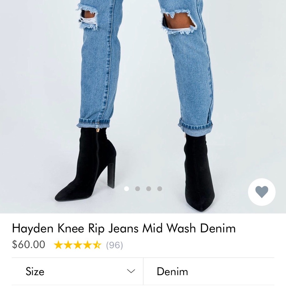 High waisted jeans with rips.